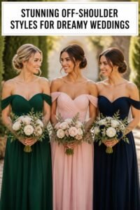 dazzling off shoulder bridesmaid dresses