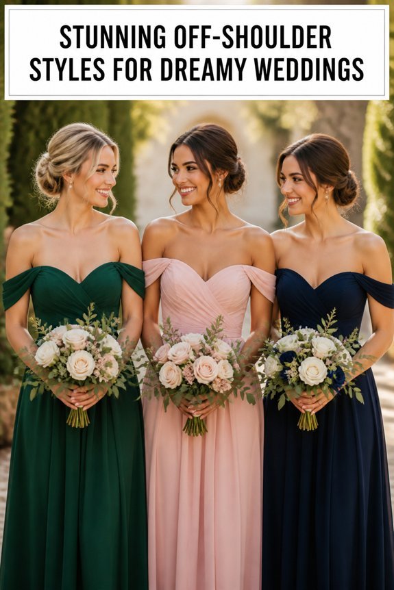 dazzling off shoulder bridesmaid dresses