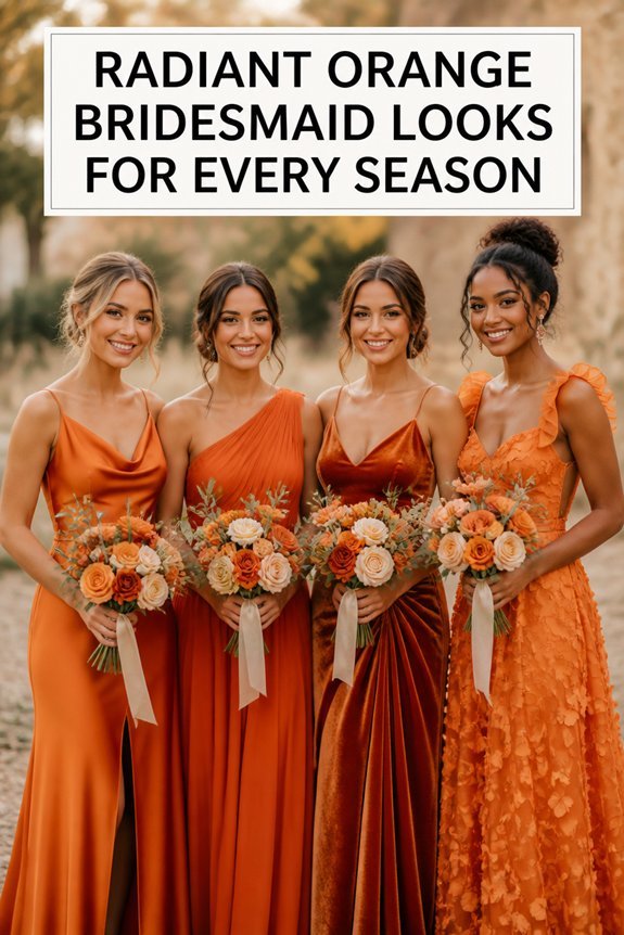 dazzling orange bridesmaid dresses