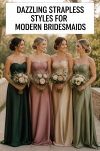 dazzling strapless bridesmaid dresses