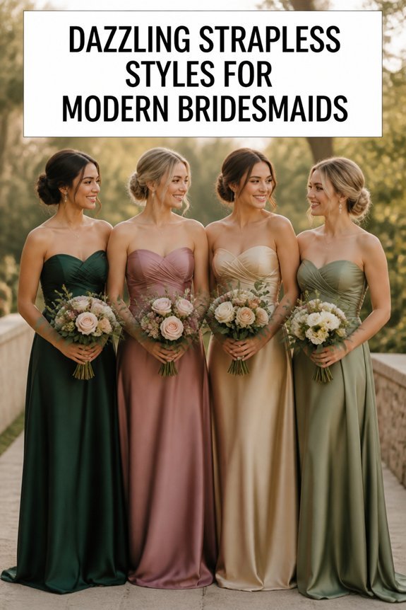 dazzling strapless bridesmaid dresses