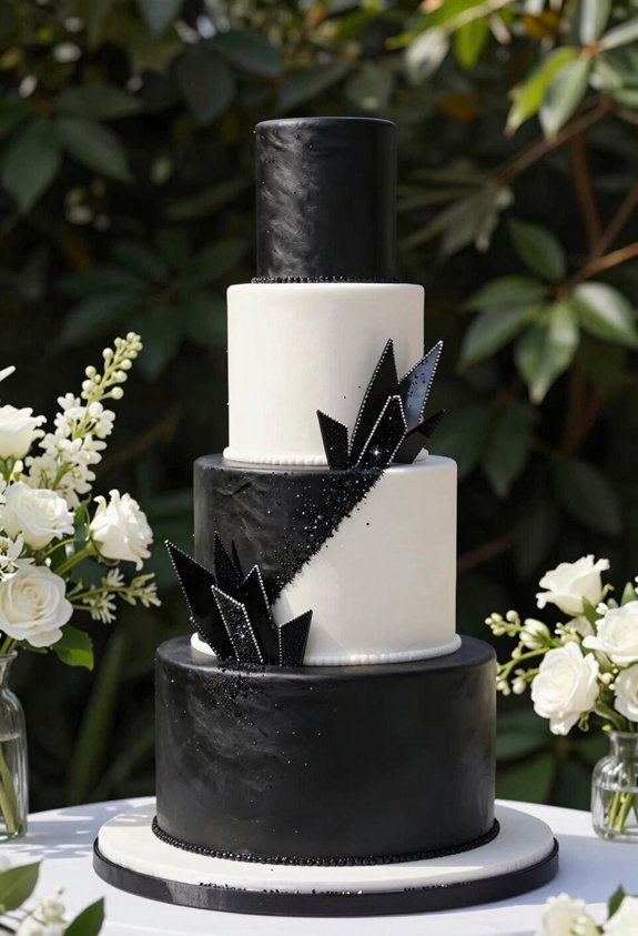 elegant black and white cake