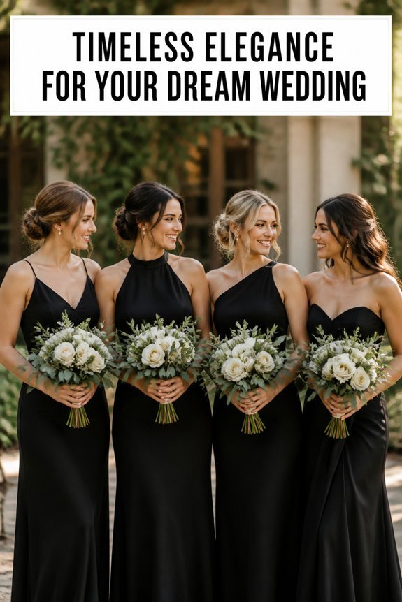 elegant black bridesmaid dresses