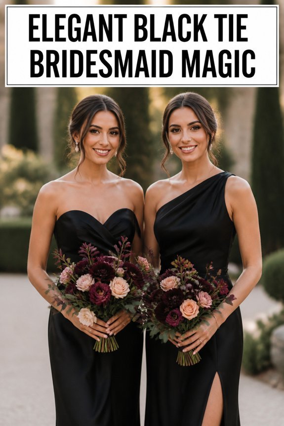 elegant black tie bridesmaid dresses