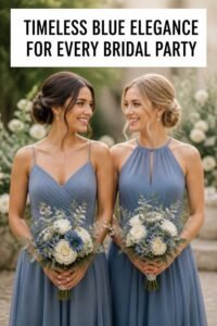 elegant blue bridesmaid dresses