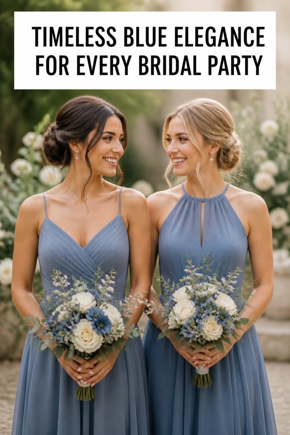 elegant blue bridesmaid dresses