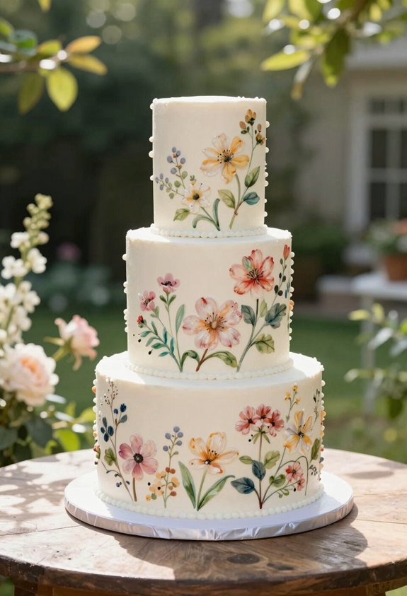 elegant botanical floral cake