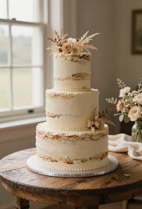 elegant botanical naked cake