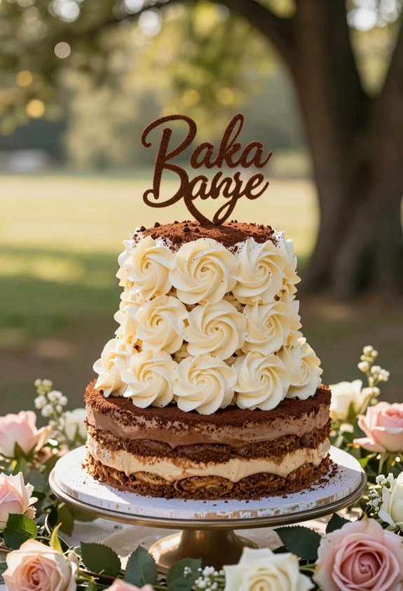 elegant cocoa stenciled rosettes
