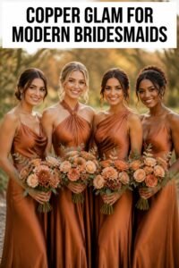 elegant copper bridesmaid dresses