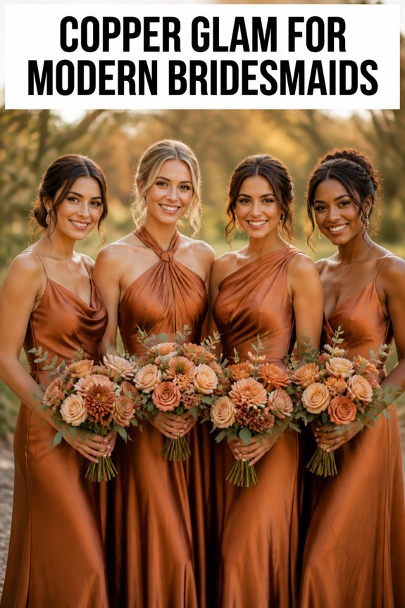 elegant copper bridesmaid dresses