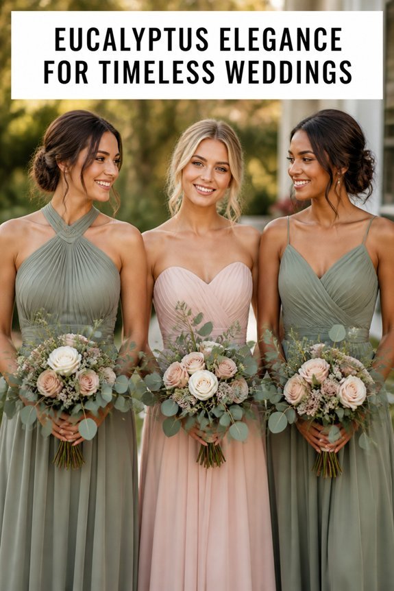 elegant eucalyptus bridesmaid dresses