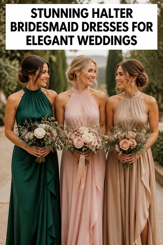 elegant halter bridesmaid dresses