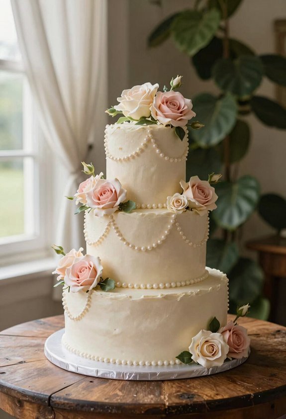 elegant ivory cake design