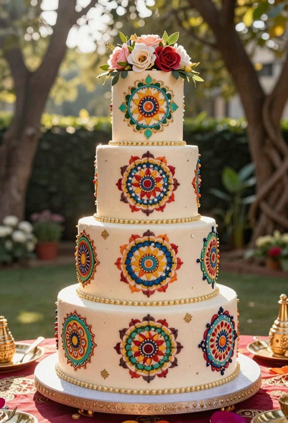 elegant ivory mandala cake