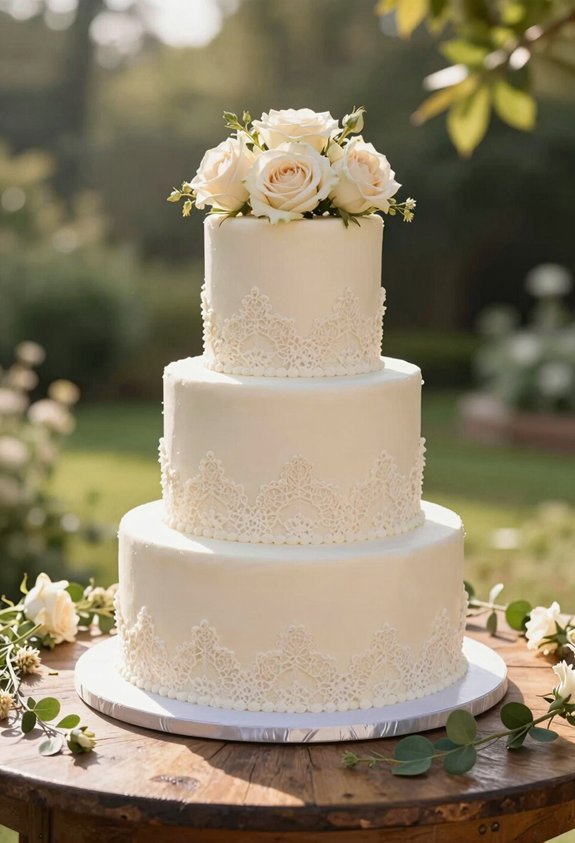elegant ivory rose cake