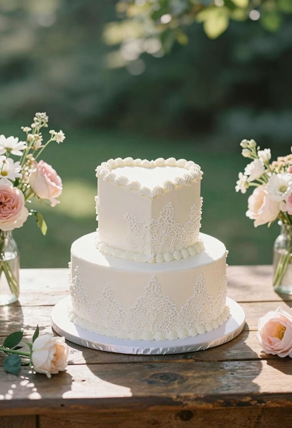 elegant lace heart cake