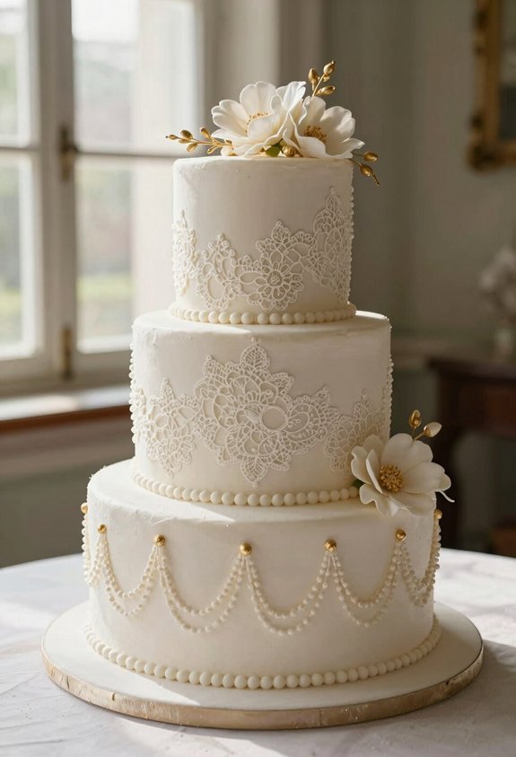 elegant lace wedding cake