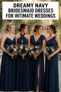 elegant navy bridesmaid attire