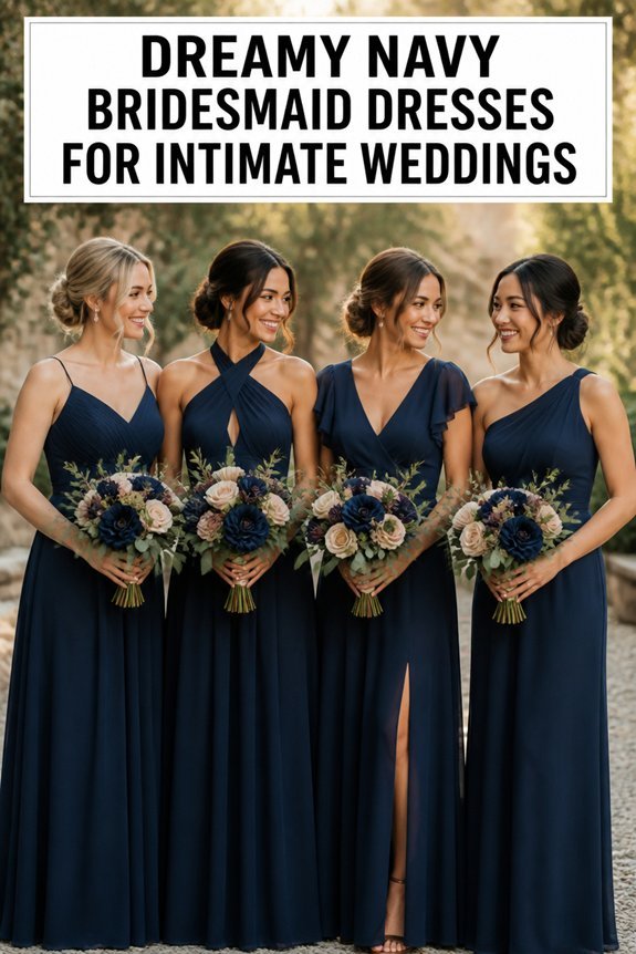 elegant navy bridesmaid attire