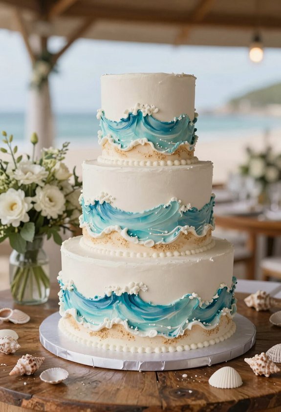 elegant ocean wave cake