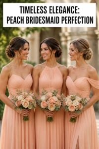 elegant peach bridesmaid gowns