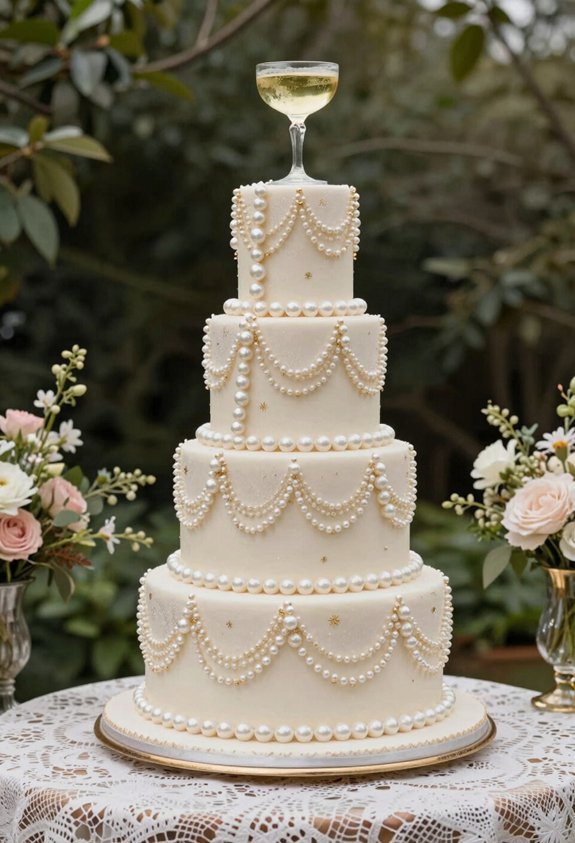 elegant pearl cake topper
