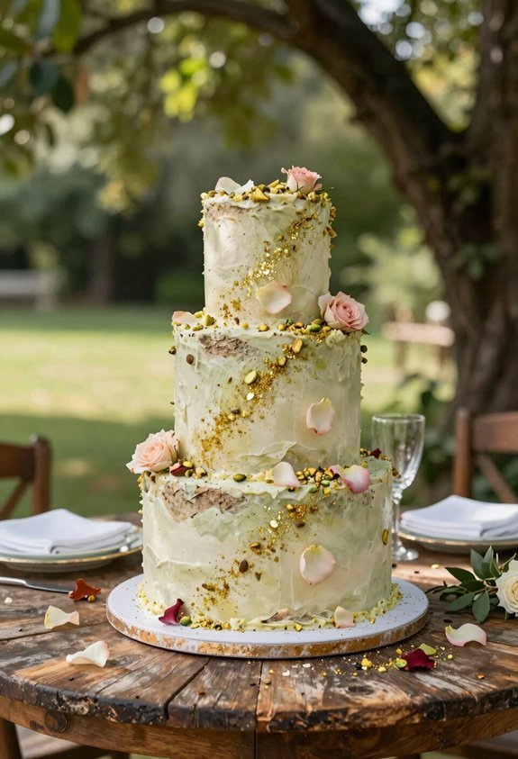 elegant pistachio cake decoration