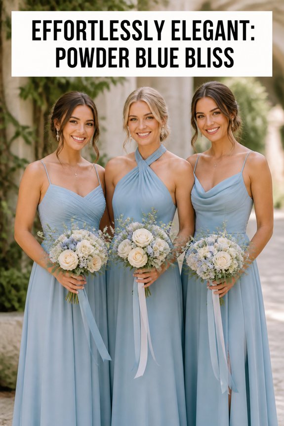 elegant powder blue bridesmaid dresses