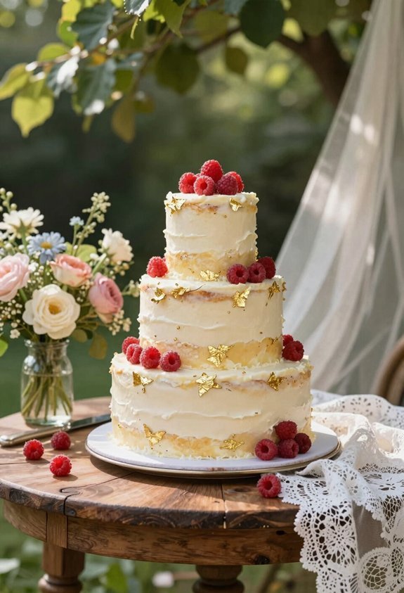 elegant raspberry gold cake
