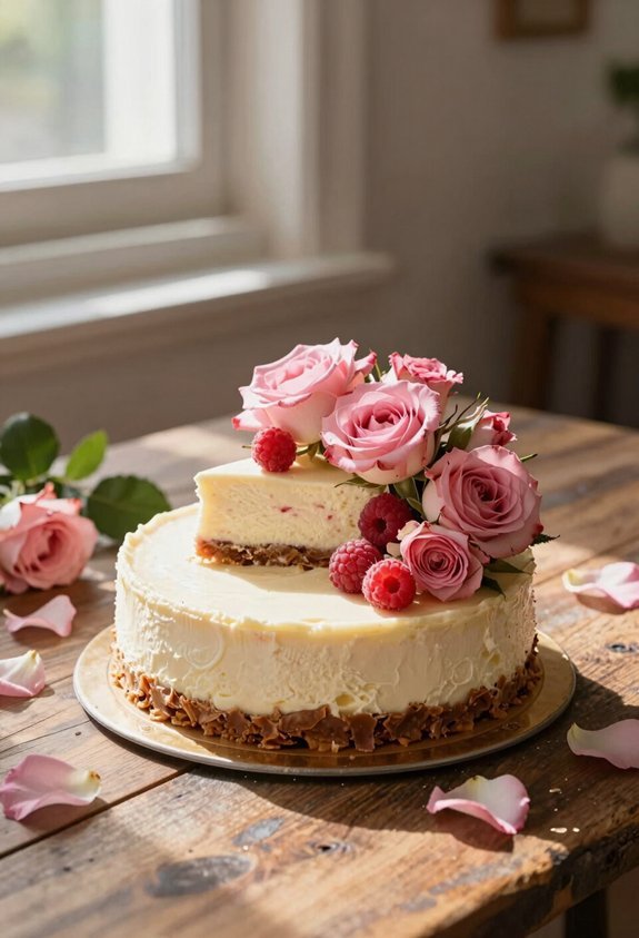 elegant raspberry swirl cheesecake