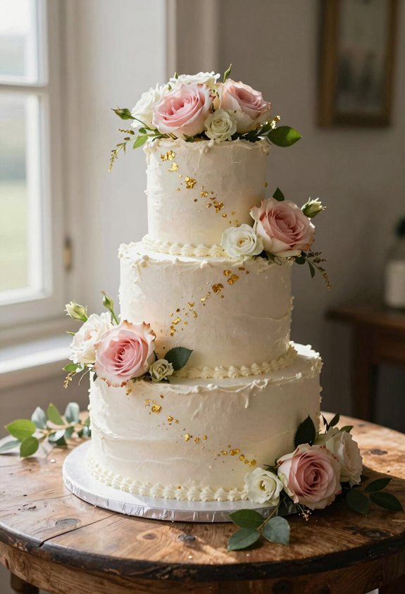 elegant rose adorned cake