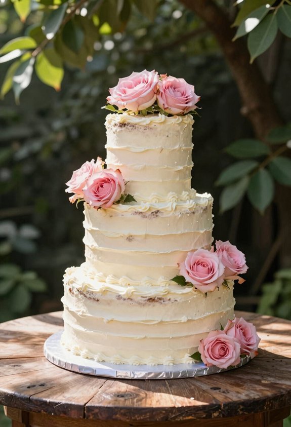 elegant rose topped cake