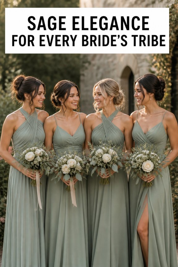 elegant sage bridesmaid dresses