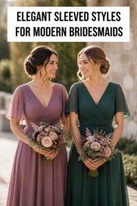 elegant sleeve bridesmaid dresses
