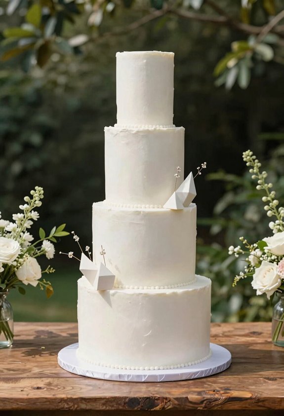 elegant white geometric cake