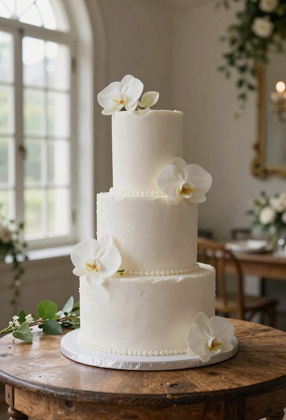 elegant white orchid cake