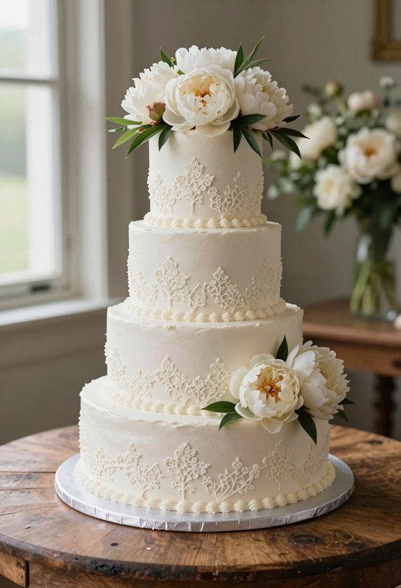 elegant white peony cake