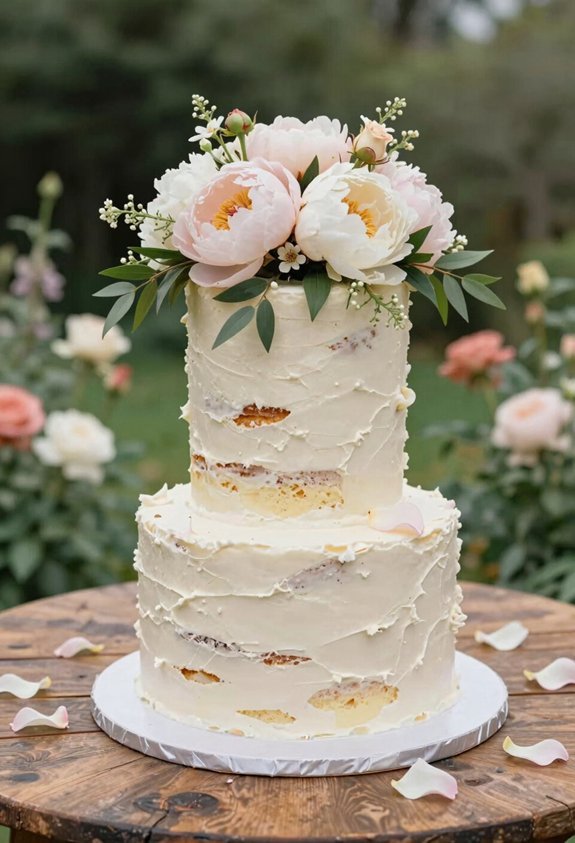floral semi naked cake
