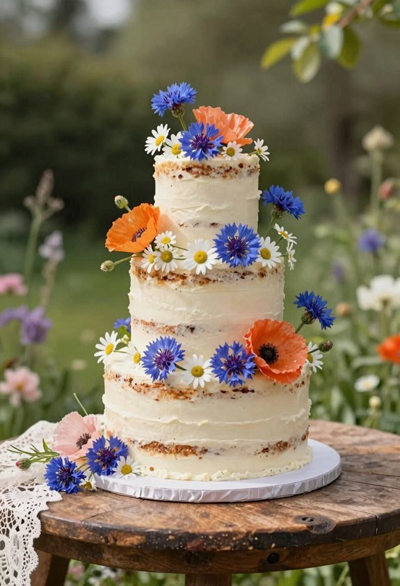 floral semi naked cake