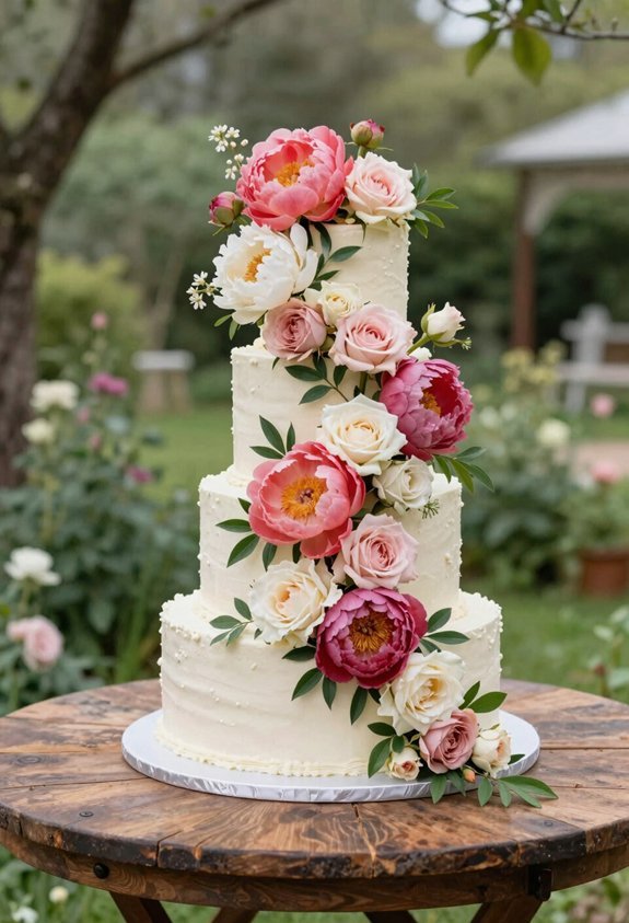 floral waterfall cake decor
