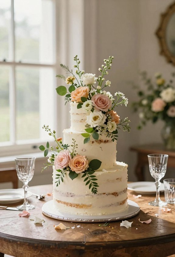 fresh floral cascading cake