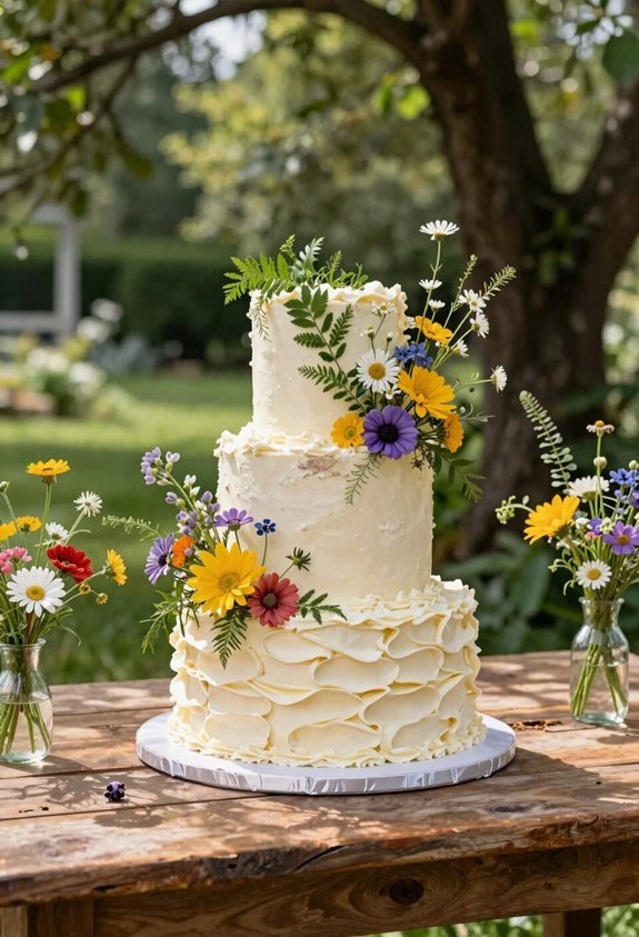 garden inspired floral cake