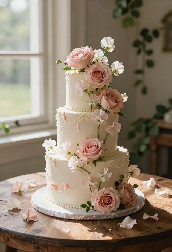 garden rose sweet pea cake