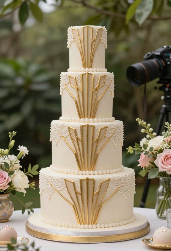gold geometric cake elegance