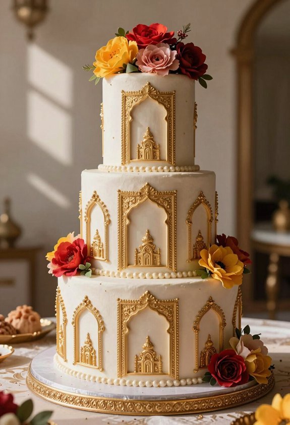 gold mughal arch cake