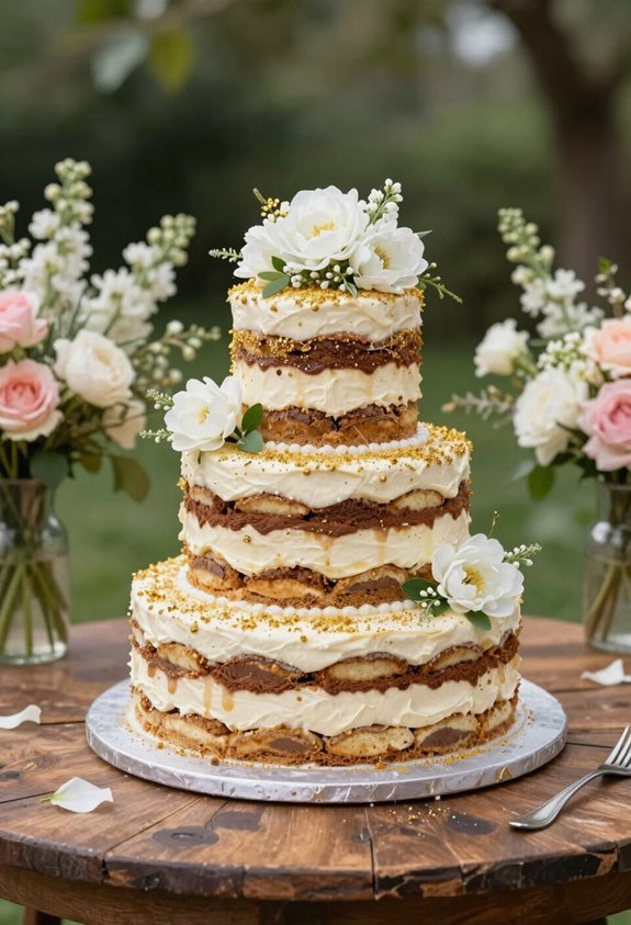 golden floral tiramisu elegance