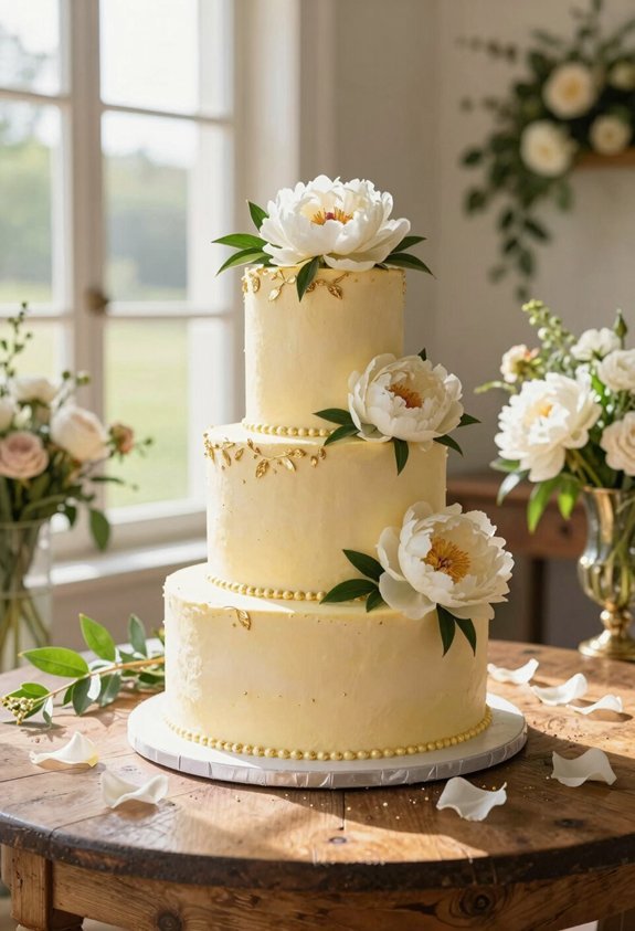 golden peony cake elegance