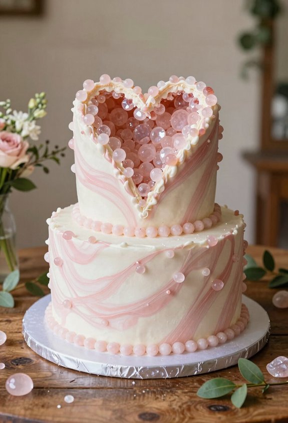 heart shaped geode cake