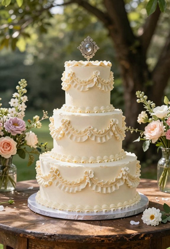 ivory ruffled cake topper